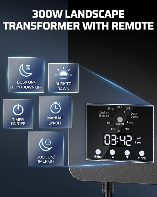 DEWENWILS 300W Low Voltage Landscape Transformer, 120V AC to 15V DC, Outdoor - Image 3