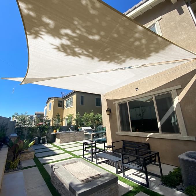 SUNLAX Sun Shade Sail SS-133 18' x 18' x 25.5' Butter Cream Right Triangle by SUNLAX