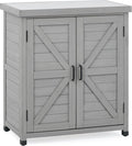 Outdoor Potting Bench with Storage Cabinet and Metal Top, Wood Workstation by Wood-Natrl