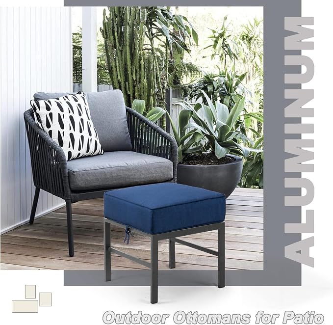 2 Pieces Outdoor Ottomans for Patio, Assembled Patio Ottomans - Image 8