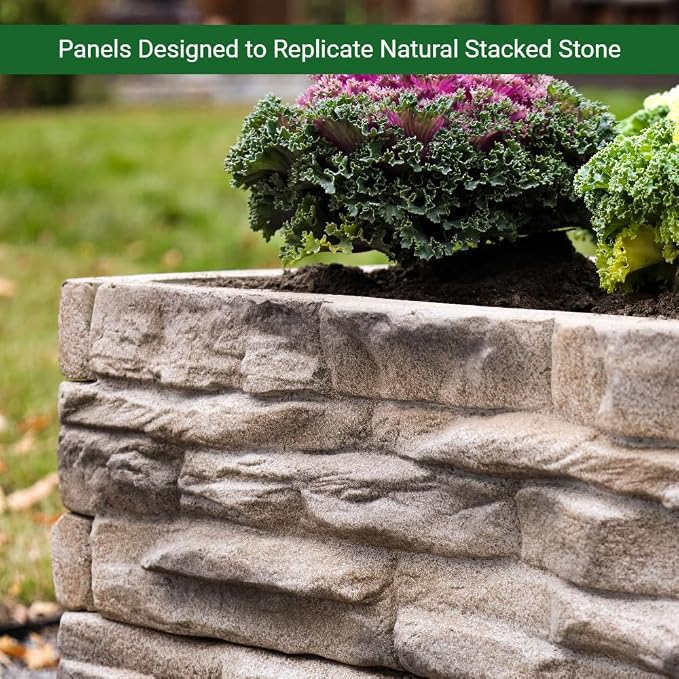 Raised Garden Bed Tan/Brown Ledgestones Composite Polyurethane Natural Look - Image 7