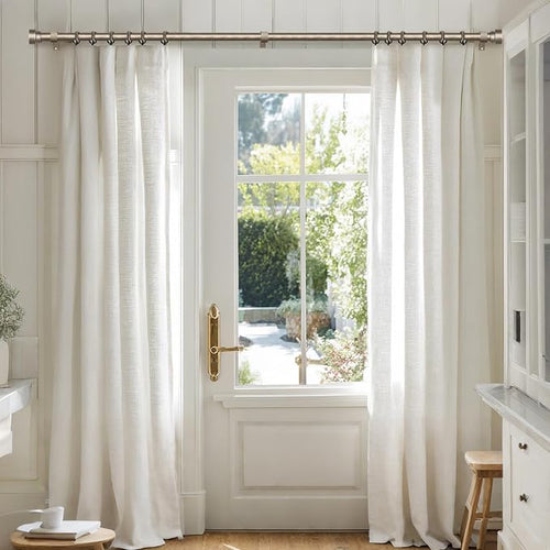 2 Pack Retro Silver Curtain Rods Set - Image 2