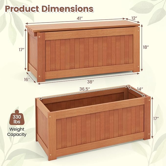 Giantex Set of 2 Outdoor Bench, Wood Raised Garden Bed w/Open Base, - Image 3