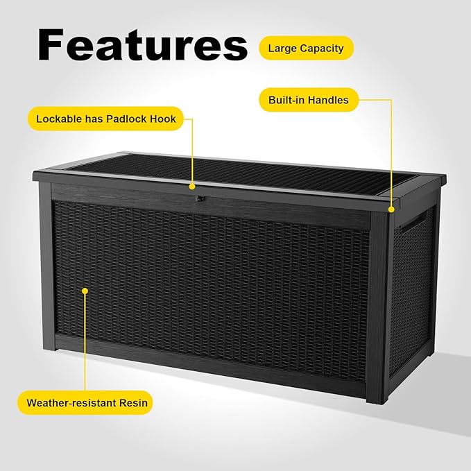 DRATO 320 Gallon Deck Box, Outdoor Large Waterproof Resin Storage Box - Image 7