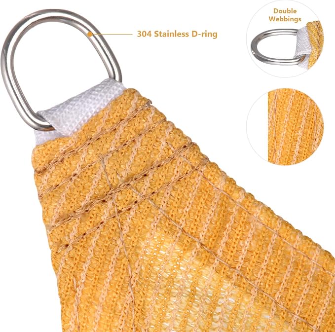 Eden's Decor Straight Flat-Edged Sun Shade Sail Rectangular 6' x 14' Wheat - Image 2