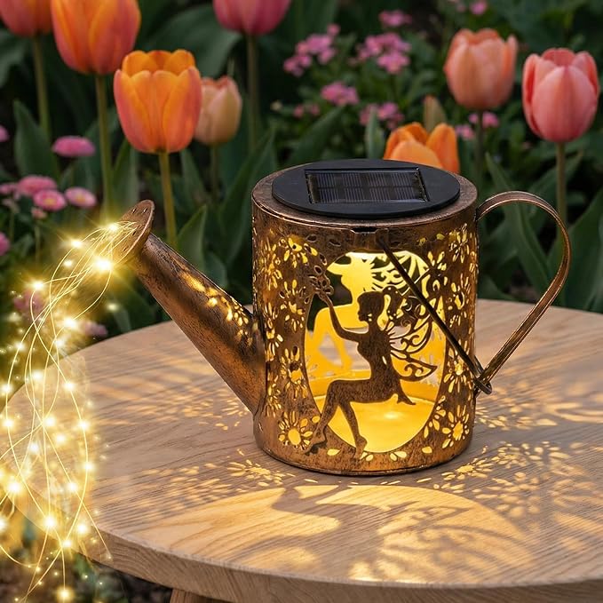 Solar Watering Can Lights with Fairy & Flowers, Outdoor Garden Decor with - Image 8