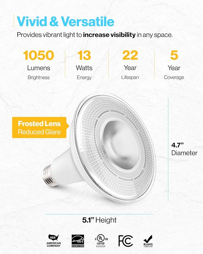Sunco 96 Pack Outdoor Flood Light Bulb LED PAR38, Exterior Spotlight Bulbs - Image 4