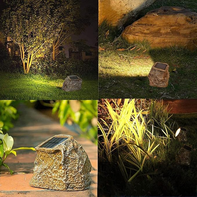 EiGreen 4 Pack Solar Garden Rock Lights Outdoor Decorative, 10 LED Waterproof - Image 2