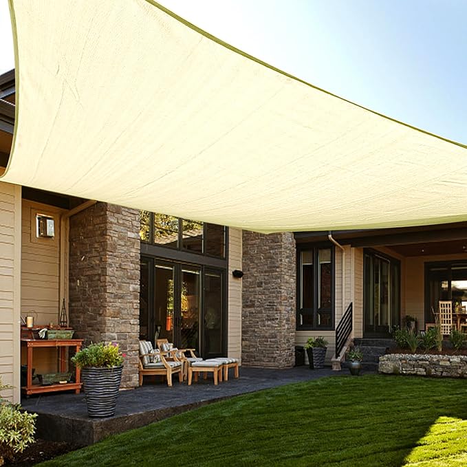 LOVE STORY Custom Size 4'x10' Butter Cream Sun Shade Sail Rectangle UV Block by LOVESTORY
