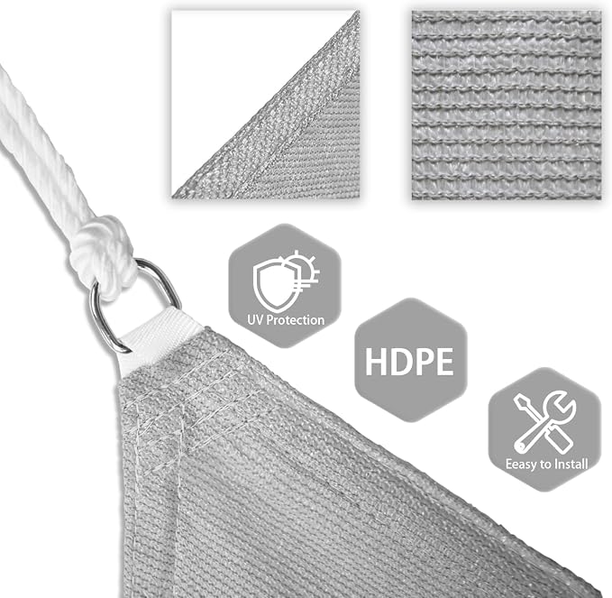 Patio Paradise 17' x 17' x 17' Sun Shade Sail Triangle Canopy Shade Cloth - Image 3