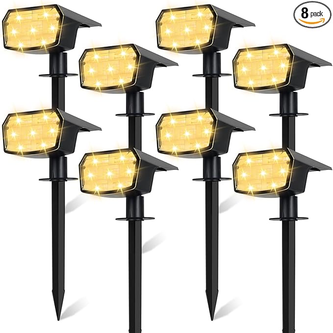 Sucolite 8-Pack Solar Spot Lights Outdoor Waterproof IP65, 3 Lighting Modes by Sucolite