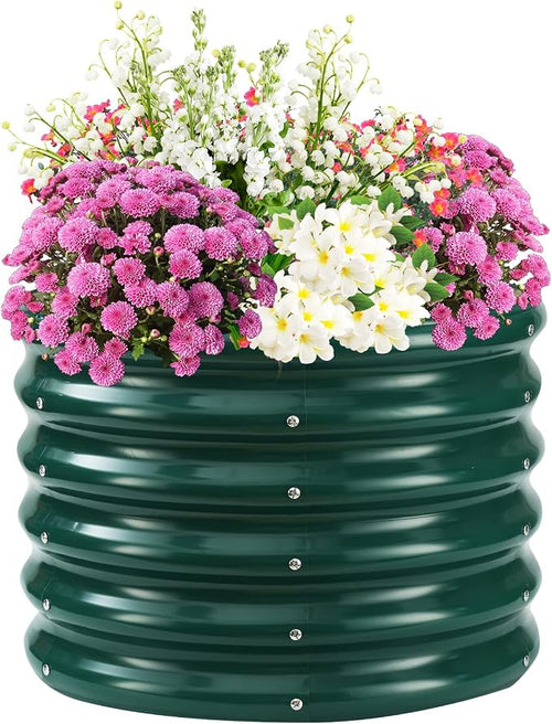 17" Tall Elevated Round Metal Rised Garden Bed- 2'x2' in Size and 0.8MM Thick by TBMLC