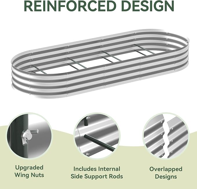 Raised Garden Bed with Self-Watering System, Oval Galvanized Raised Beds - Image 6