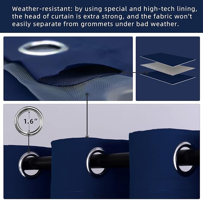 Outdoor Patio Curtain Waterproof Darkening Thermal Insulated Indoor Curtains - Image 3