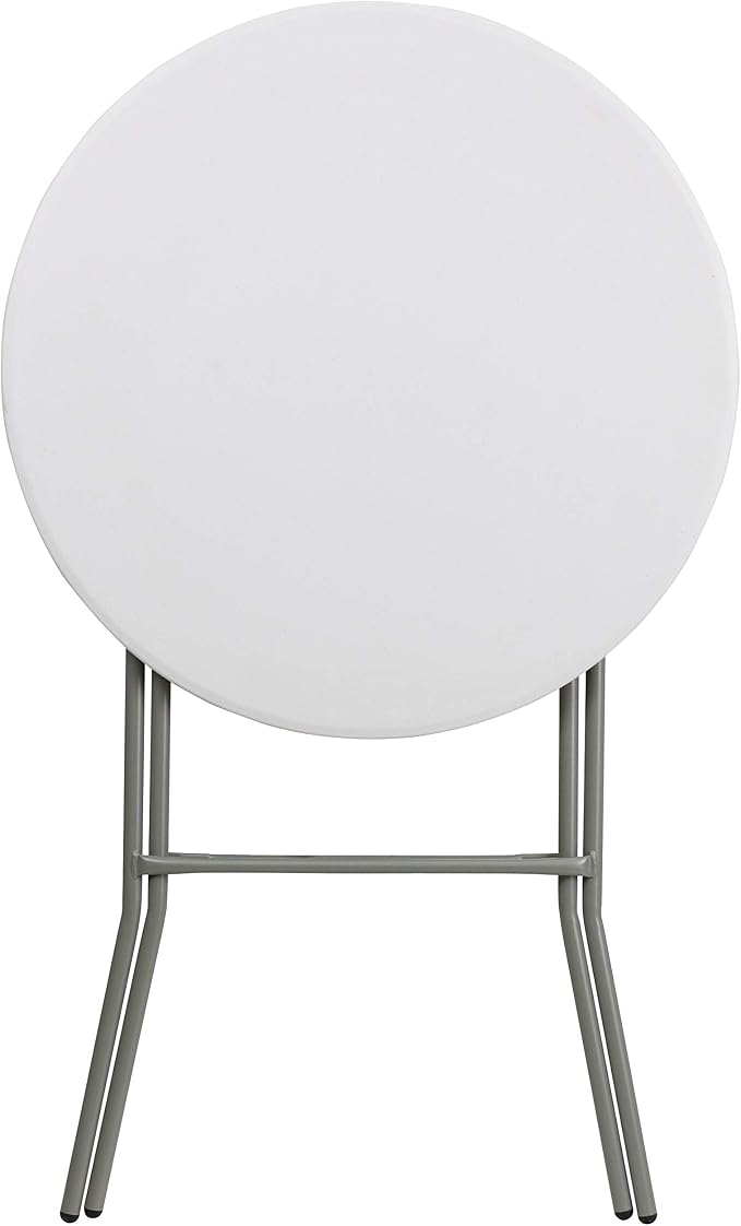 Flash Furniture Elon 2.6-Foot Round Granite White Plastic Bar Height Folding - Image 5