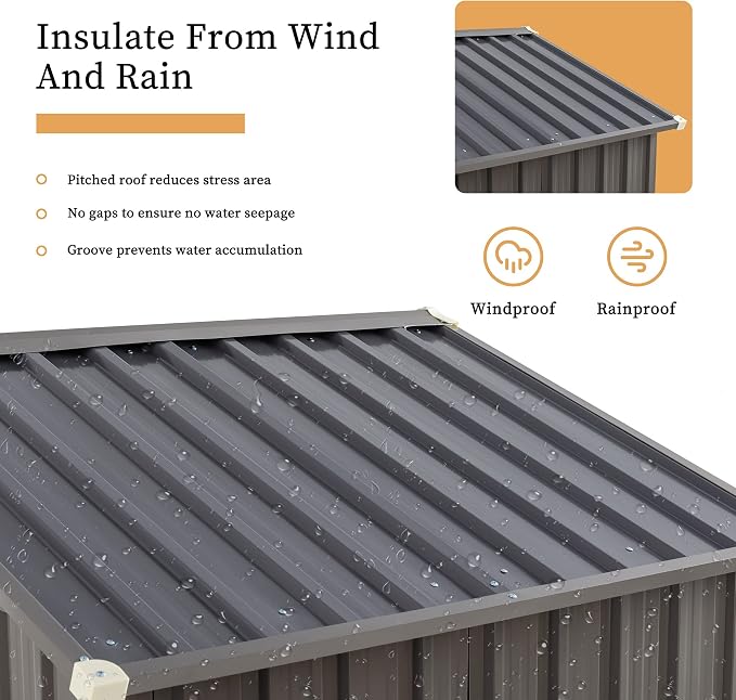 Vongrasig Outdoor Storage Shed, 6 x 4 FT Outside Metal Garden Shed - Image 5