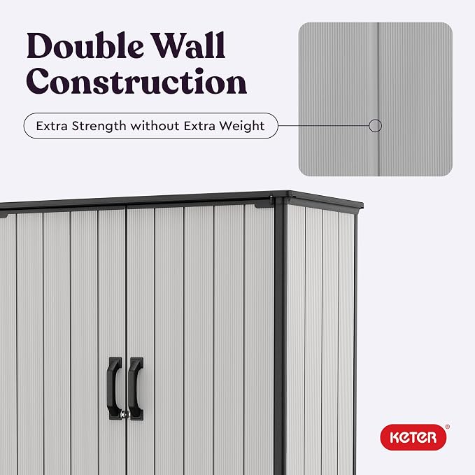 Keter Premier Tall 4.6 x 5.6 ft. Resin Outdoor Storage Shed - Image 9