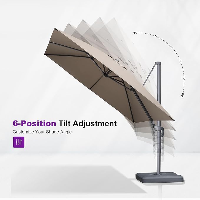 PURPLE LEAF Patio Umbrella 10' X 13' Rectangle Cantilever Umbrella Large - Image 7