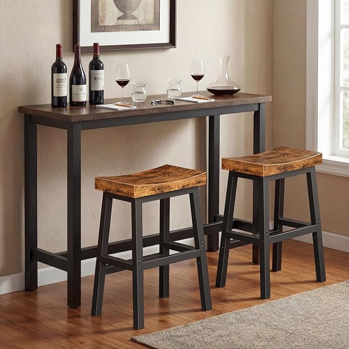 Rustic Bar Stools, 24 Inch Barstools Set of 2, Counter Height Stool - Image 2