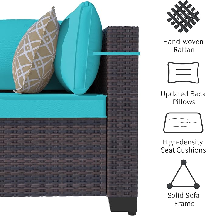 Outdoor Patio Furniture Set, 9 Pieces Outdoor Sectional Furniture Patio Sofa - Image 2