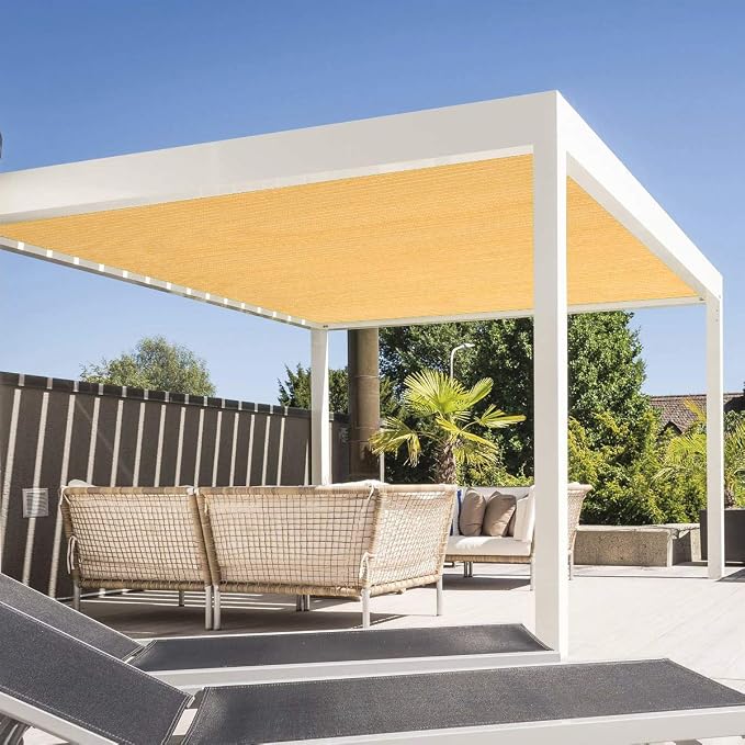 Eden's Decor Straight Flat-Edged Sun Shade Sail Rectangular 8' x 14' Wheat - Image 5