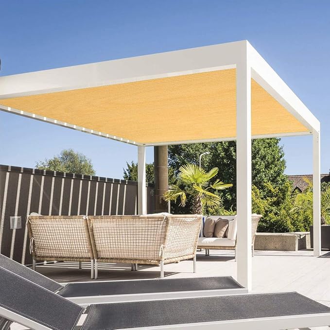 Eden's Decor Straight Flat-Edged Sun Shade Sail Rectangular 16' x 21' Wheat - Image 5