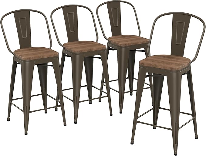 Yongqiang 30 inch Metal Bar Stools Set of 4 Bar Height Stools Kitchen Island by lightupyourlife