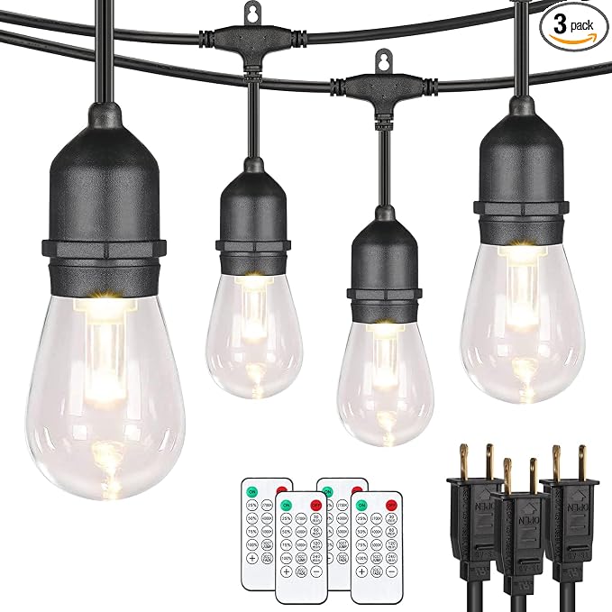 Mlambert 144Ft 3-Color in 1 48Ft Remote LED Dimmable Outdoor String Lights by Mlambert