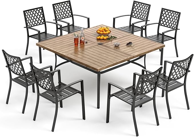 PHI VILLA 9 Pieces Outdoor Dining Set by PHIVILLAThepioneerofcomfortablehouseholdsupplies