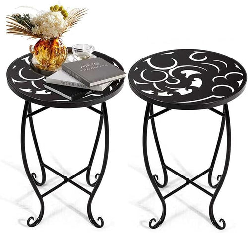 2 Pack 15 Inch Tall Plant Stands Outdoor Indoor, Metal Side Tables by Unknown