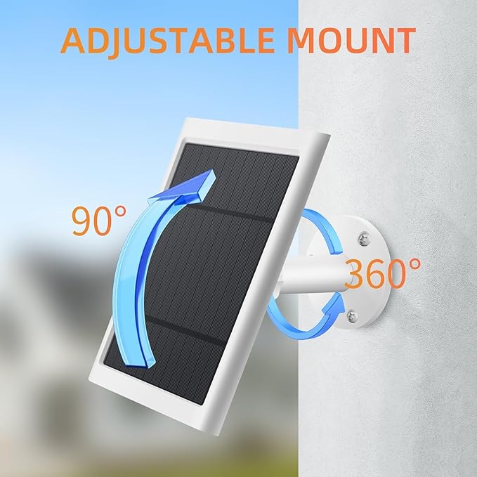 6 Pack IP65 Solar Panel for Rings Camera, 4W Solar Charger Compatible - Image 2