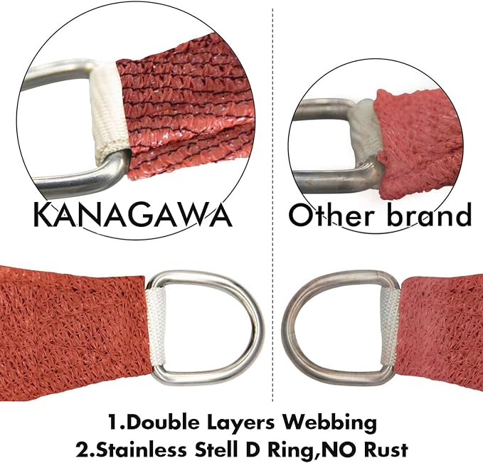 KANAGAWA 10'X22' Rust Red Custom Size Sun Shade Sail Rectangle UV Block Canopy - Image 5