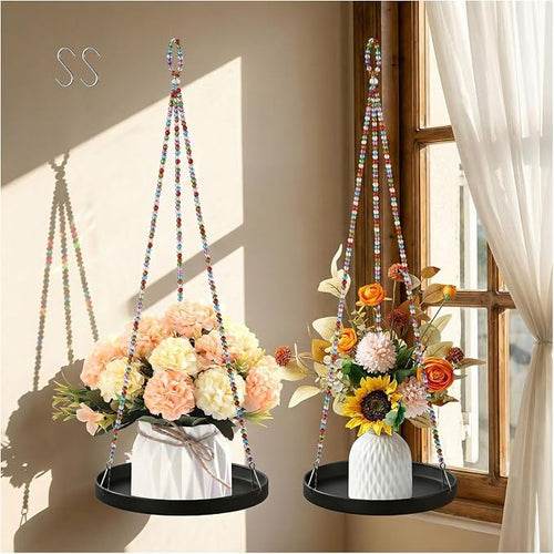 2-Pack Modern Boho Macrame Plant Hanger, 10/11 Inch Metal Hanging Planter Holder by Unknown