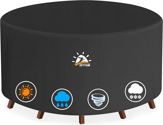 Zettum Round Patio Table Cover 96 Inch by Zettum