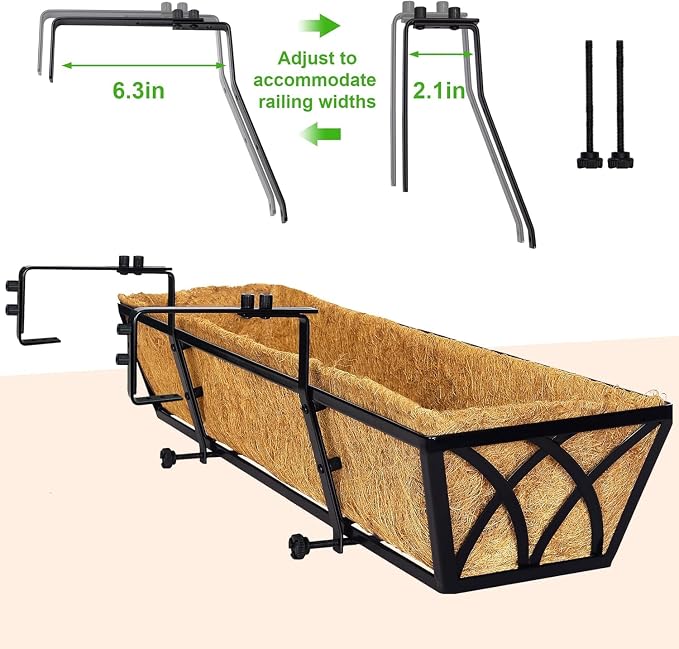 HFHOME 24 inch Window Deck Rail Planter Including Coco Liner - Image 6