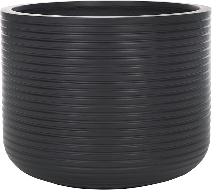 SAFAVIEH Outdoor Collection Nardo Black Cement Ficonstone Planter Pot - Image 6