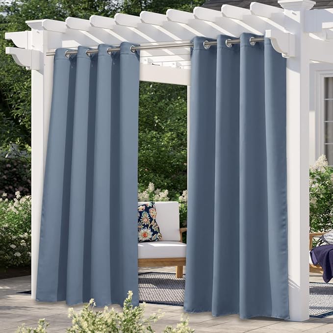 NICETOWN Patio Curtain for Outdoor Waterproof, Rustproof Ring Top Blackout by NICETOWN