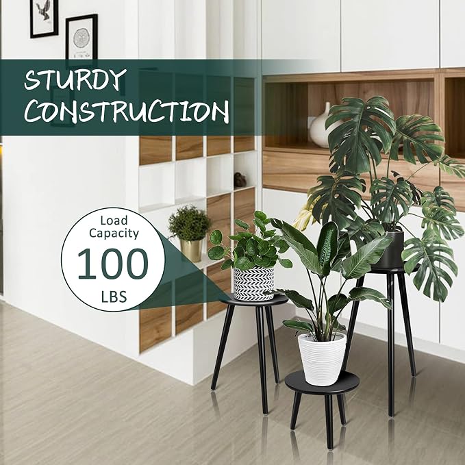 Uneedem Indoor Plant Stand Wood Mid Century Plant Stand - Image 3