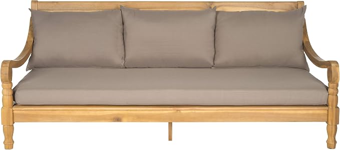 Safavieh Outdoor Collection Pasadena Brown /Taupe Acacia Wood Cushioned Daybed - Image 6
