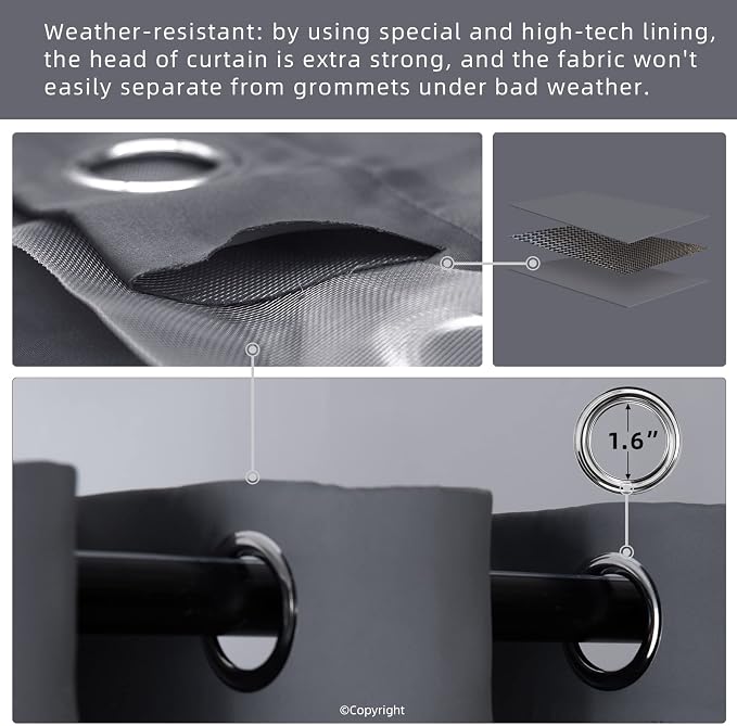Outdoor Indoor Curtains W52 x L108 - Image 3