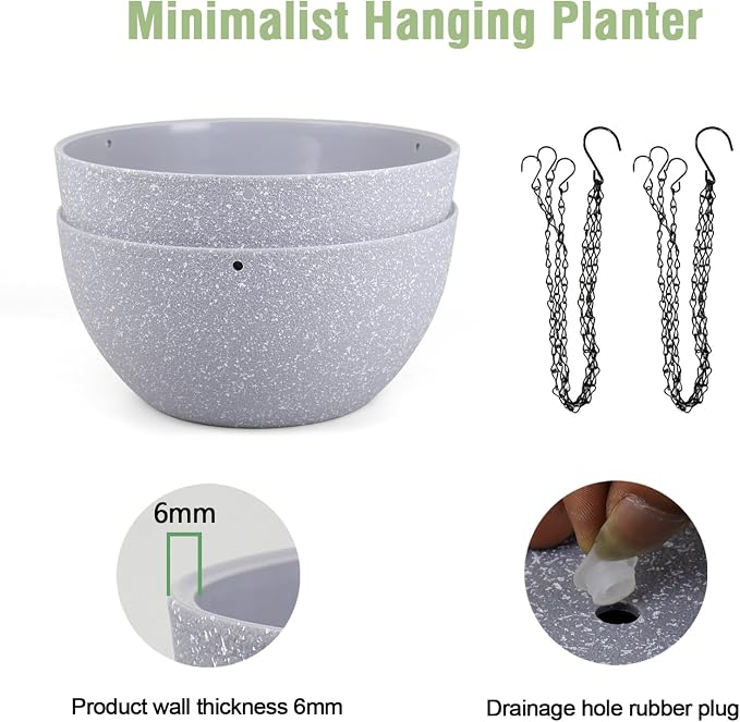 12 inch Large Hanging Planters for Indoor Outdoor Plants, 2 Pack Hanging Flower - Image 4
