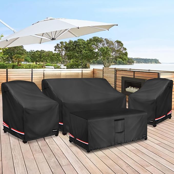 Rileytee Patio Furniture Set Covers, Fit Patio Loveseat, Chair and Coffee Table - Image 9