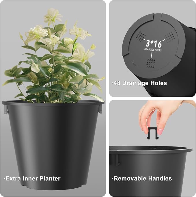 Kante Tall Round Planter Set of 2, 13 Inch Tall Decorative Planter Pots - Image 7