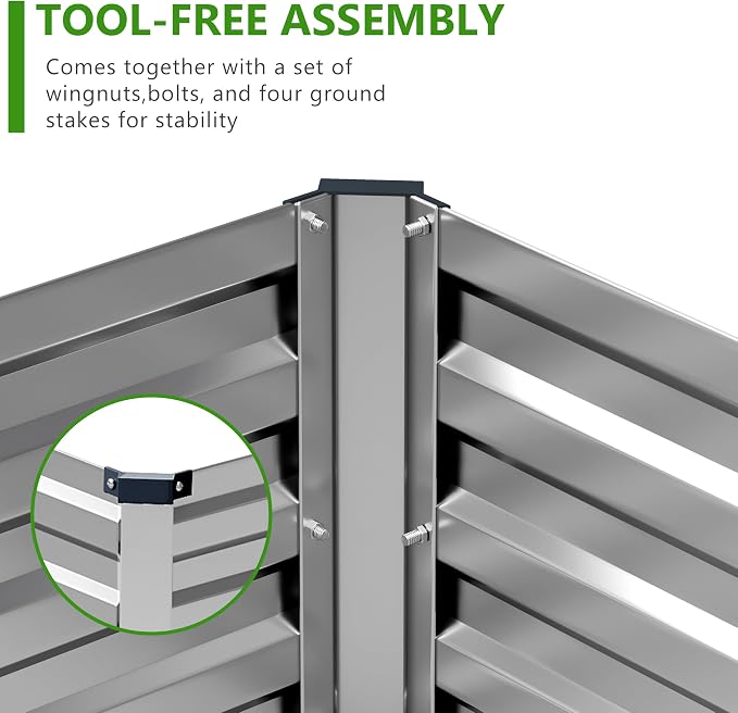 2PCS 7x3x1ft Galvanized Raised Garden Bed Kit, Metal Planter Box - Image 5