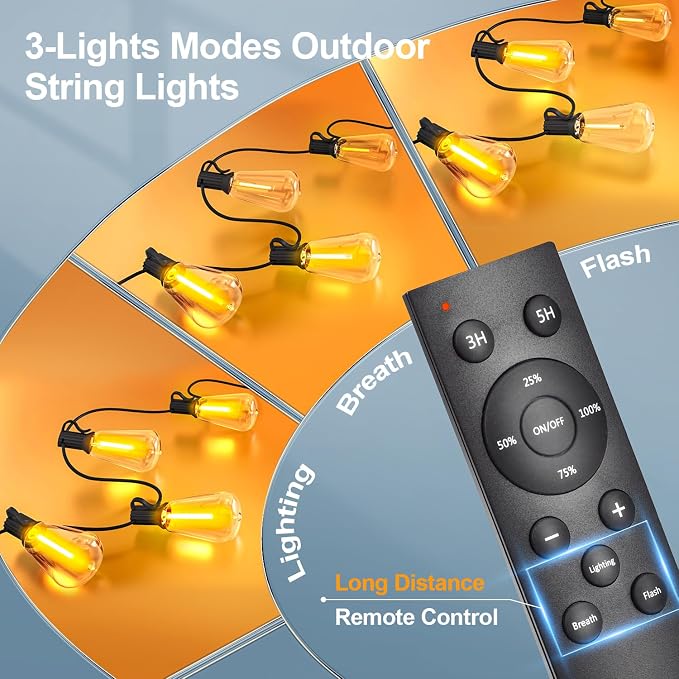 Outdoor String LED Patio Lights - 100Ft 30M Outside Waterproof Light - Image 2