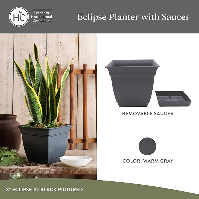 The HC Companies 12 Inch Eclipse Square Planter Pots - Image 2