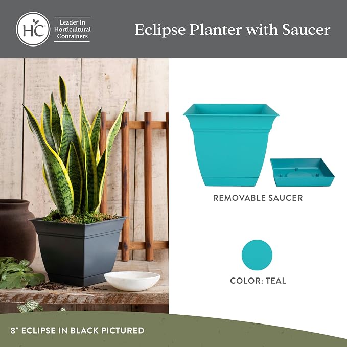 The HC Companies 8 Inch Eclipse Square Planter Pots - Image 2