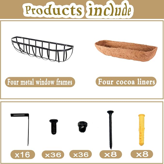 4pack 24-inch Window Sill Window Railing Planters - Image 4