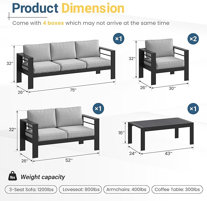 Wisteria Lane Aluminum Patio Furniture Set - Image 2