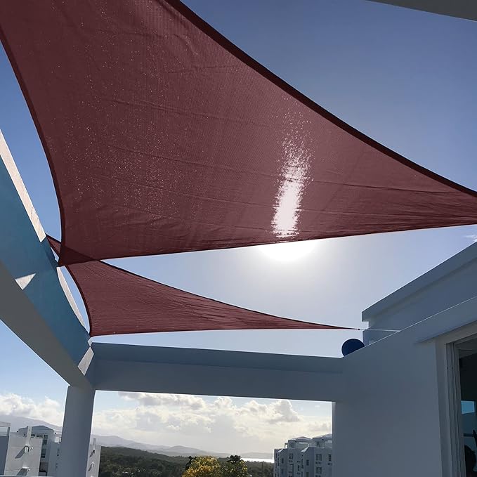 SUNNY GUARD Sun Shade Sail 8' X 8' X 8' Triangle Brown UV Block Sunshade by SUNNYGUARD